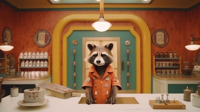 Нейросеть перенесла героев «Стражей Галактики» во вселенную Уэса Андерсона